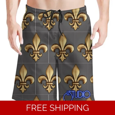 Le Studio Fleur de Lis Gold Beach Shorts